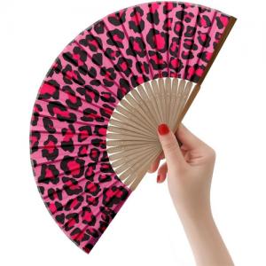 21cm Bamboo Paper Fabric Hand Fans Custom Bamboo Folding Hand Fans for Sale