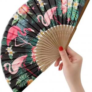 Advertising Promotion Gift Woman Hand Fan 21cm Bamboo Fan Customized Logo Foldable Hand Fan