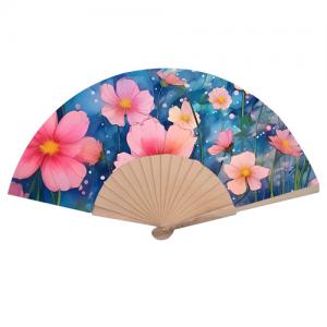 23cm Length Custom Printed Wooden Folding Hand Fan Cherry Wood Spanish Hand Fan Personal for Wedding