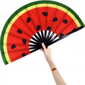 Custom Large Bamboo Durable Fabric Loud Clack Rave Fan Festival Fan