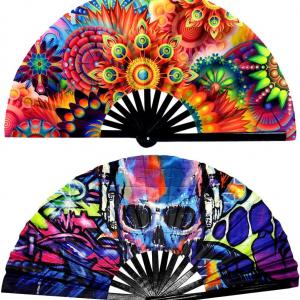 Custom Printing Rainbow Gay Pride Foldable Large Clack Hand Rave Fan